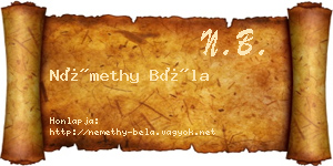 Némethy Béla névjegykártya